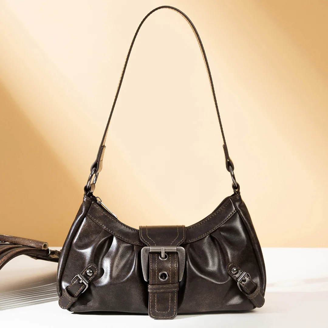 

Y2K Retro Pleated Hobo Shoulder Bag for Women Hot Selling Maillard Style Underarm Bag Clutch Handbags for Travel Work Shopping