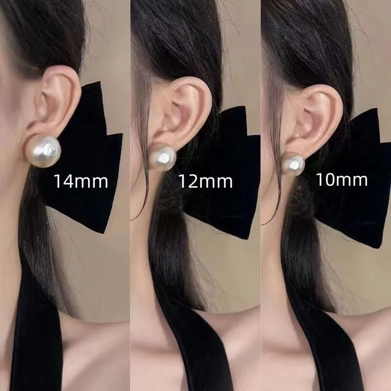 6/8/10/12/14MM Pearl Earrings Japanese and Korean Casual Earrings White Personalized All-match Pearl Earrings for All Seasons image 2