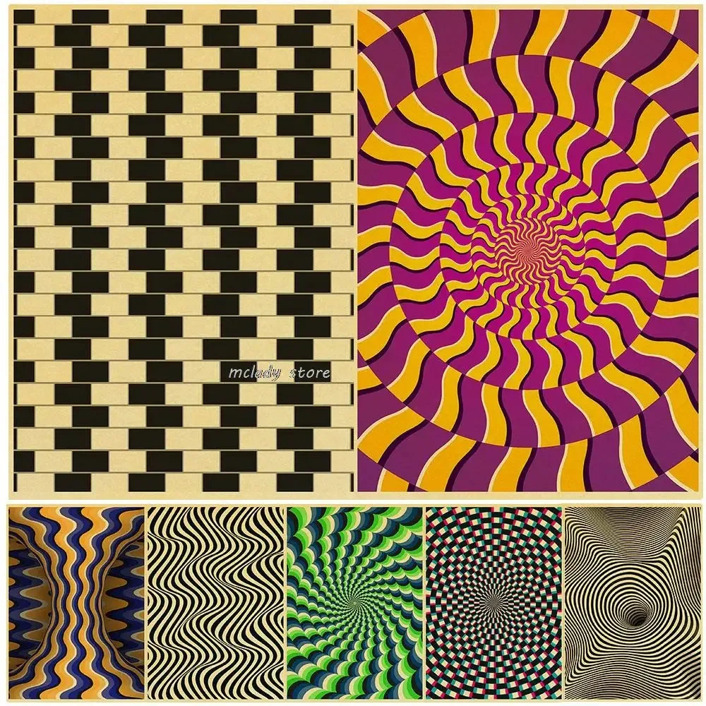 Abstract Optical Illusions Poster Prints for Living Room Home Decor Black and White Trippy Psychedelic Canvas Painting Wall Art