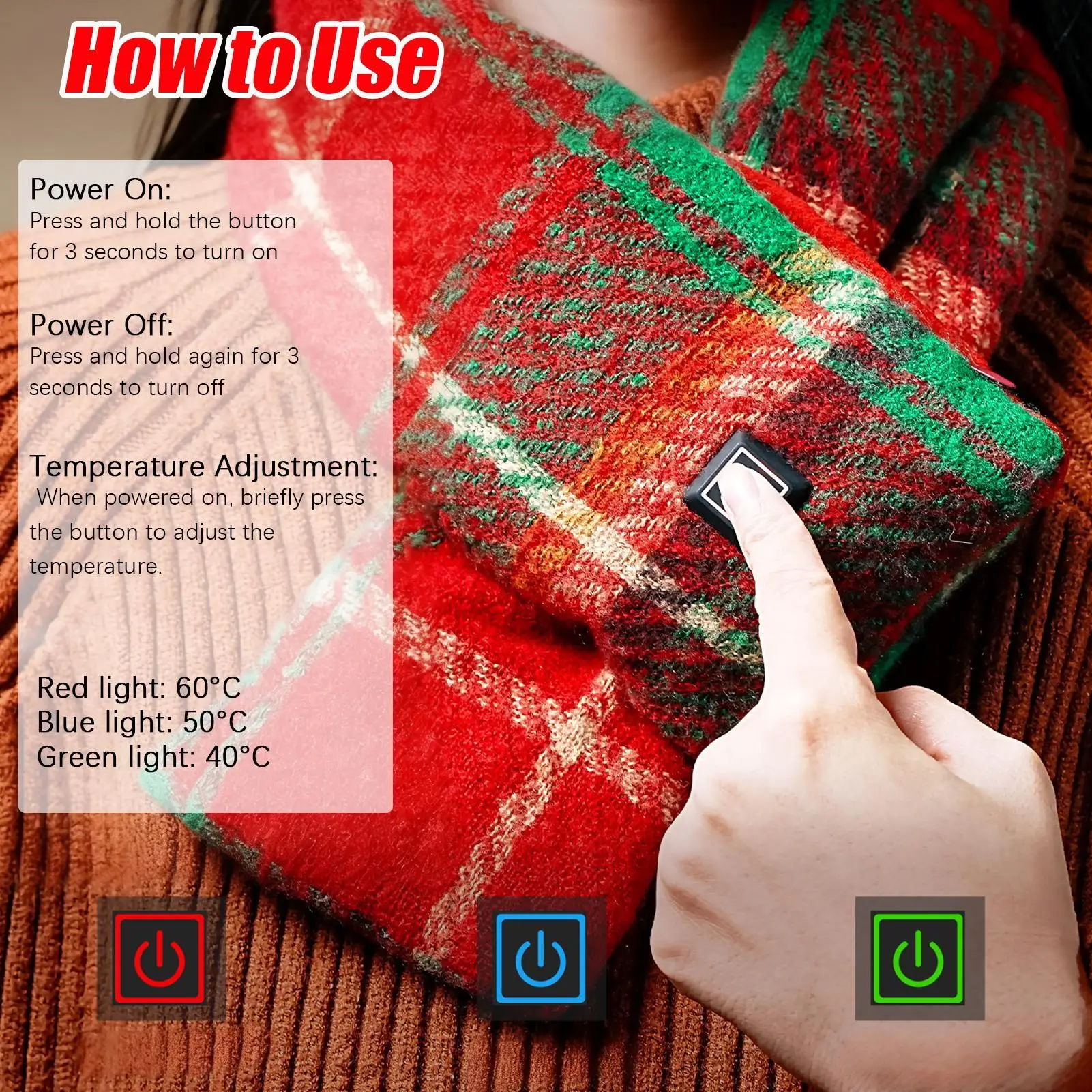 온열 스카프 3단계 온도 조절 목 히터 여성 남성 어른 아버지 어머니 남편용