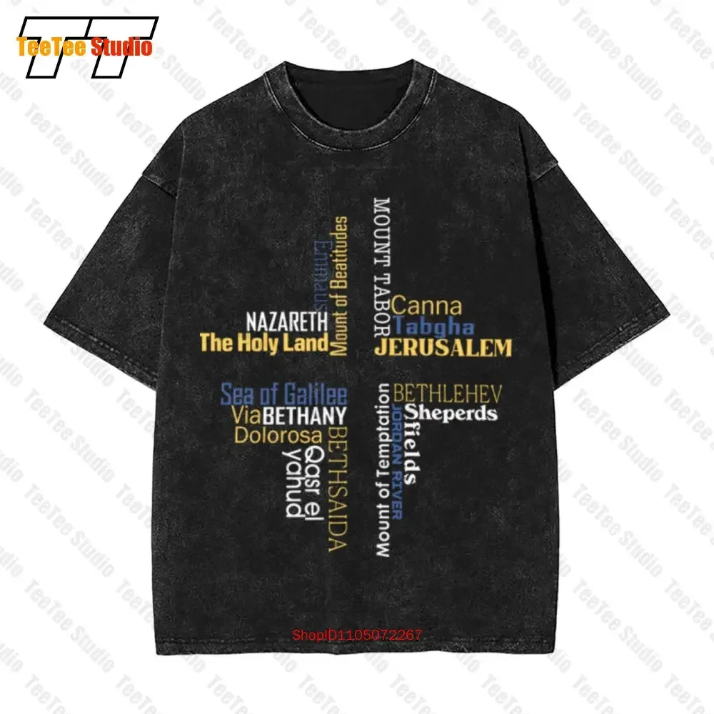 Holly Land Cross Jerusalém Tabgha Vintage Camiseta extragrande ZEBU