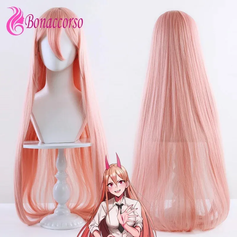 

Парик для косплея «Человек бензопилы», оранжевый, розовый, синтетический длинный прямой парик, аниме Coser, милая девушка, парик высокого качества, вечеринка на Хэллоуин