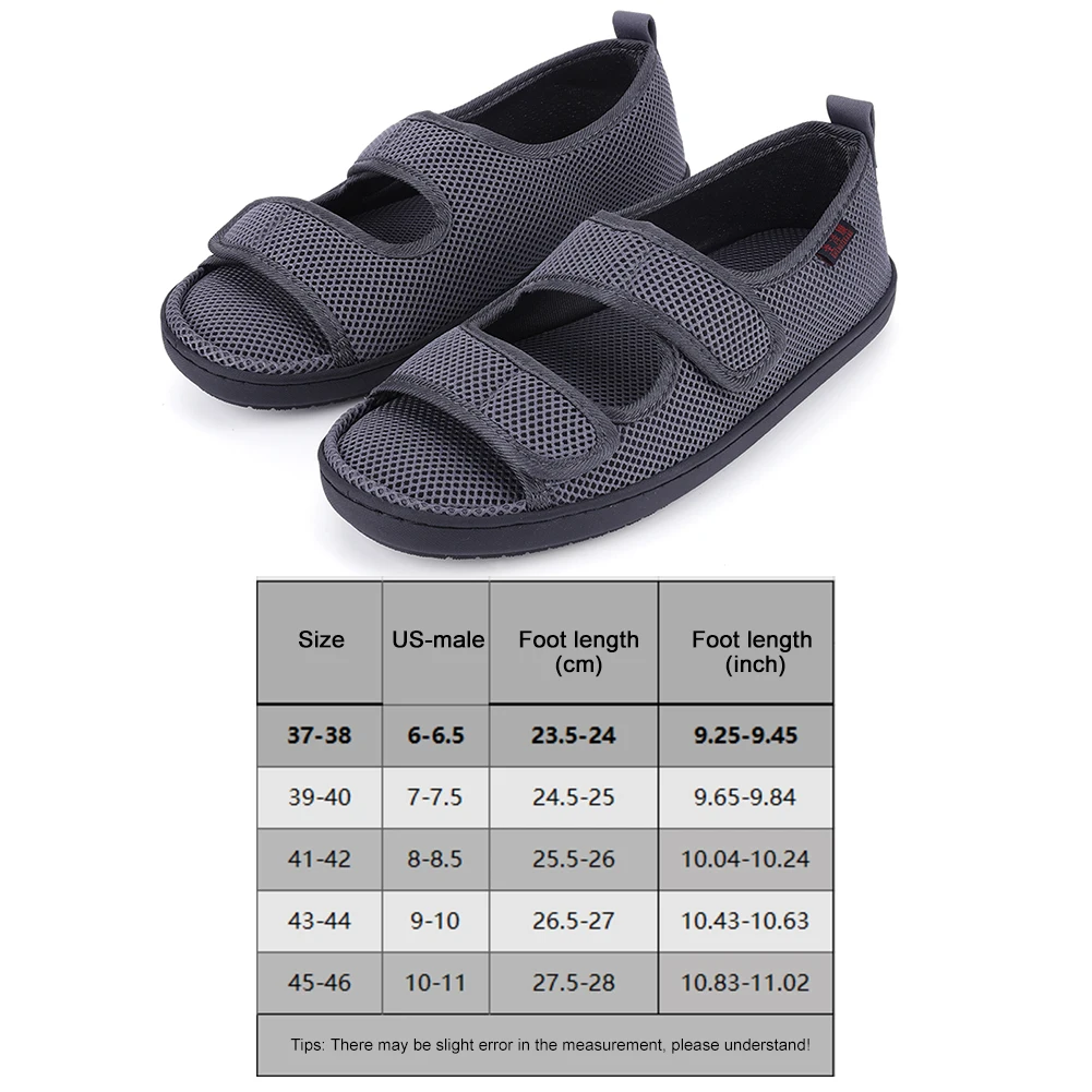 

Diabetic Sandals Breathable Comfortable Walking Shoes Adjustable Hook & Loop for Elderly Swelling Sensitive Feet