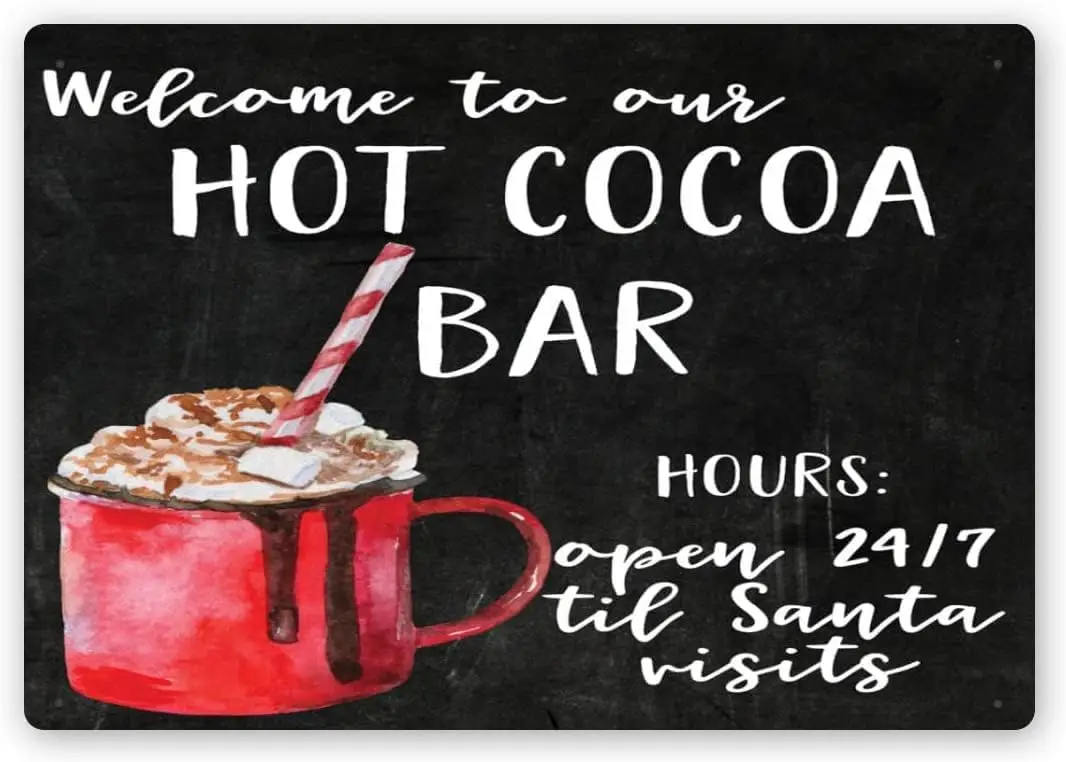 Hot Cocoa Bar Interesting and Novel Bar Courtyard Vintage Metal Signs Wall Poster Coffee Shop Plate Iron Painting Retro Novelty