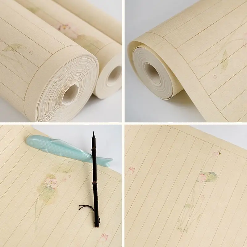 Chinese Style Long Scroll Xuan Paper Retro Brush Calligraphy Regular Script Half Ripe Rice Paper Creative Gridding Xuan Paper