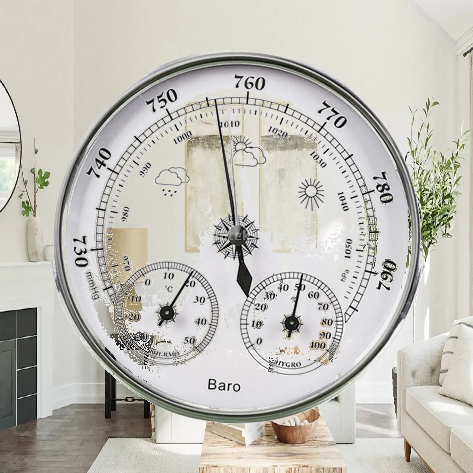Accurate Analog Barometer Thermometer Hygrometer 3 in 1 Weather Station Wall Mounted for Storage Room Basement Greenhouse Use