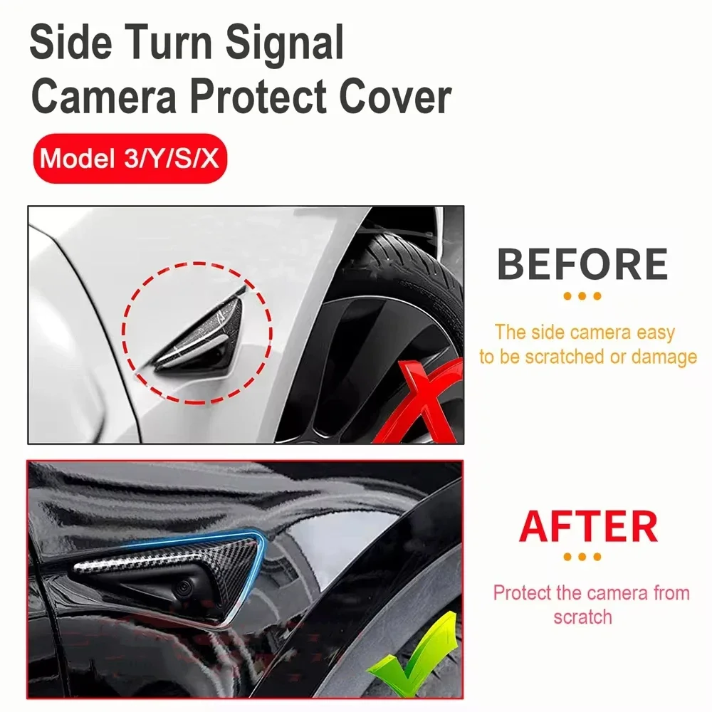 HW4.0 HW3.0 copertura protettiva per fotocamera laterale per Tesla Model 3 Y S X Highland accessori indicatori di direzione Fender Trim ABS fibra di