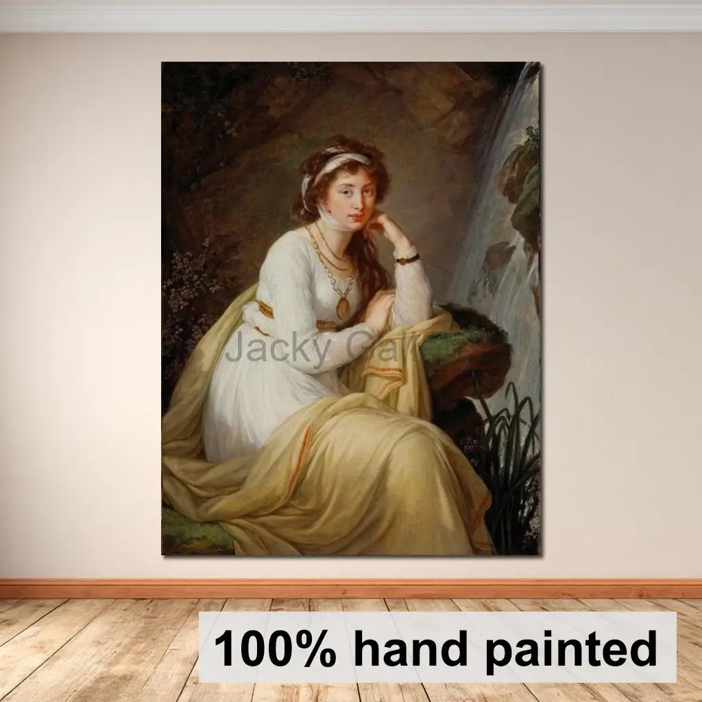Pintura al Óleo Hecha a Mano por Anna Ivanovna Baryatinskaya, Retrato Femenino de Elisabeth Vigée Le Brun, Arte en Lienzo, Decoración de Pared para Dormitorio Grande
