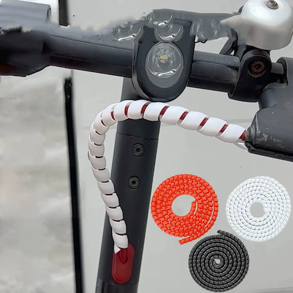 1M Spiral Cable Protector Wire Harness Tube Anti Wear Protective Sleeve for Motorcycle E-Bike Electric Scooter Line Organizer