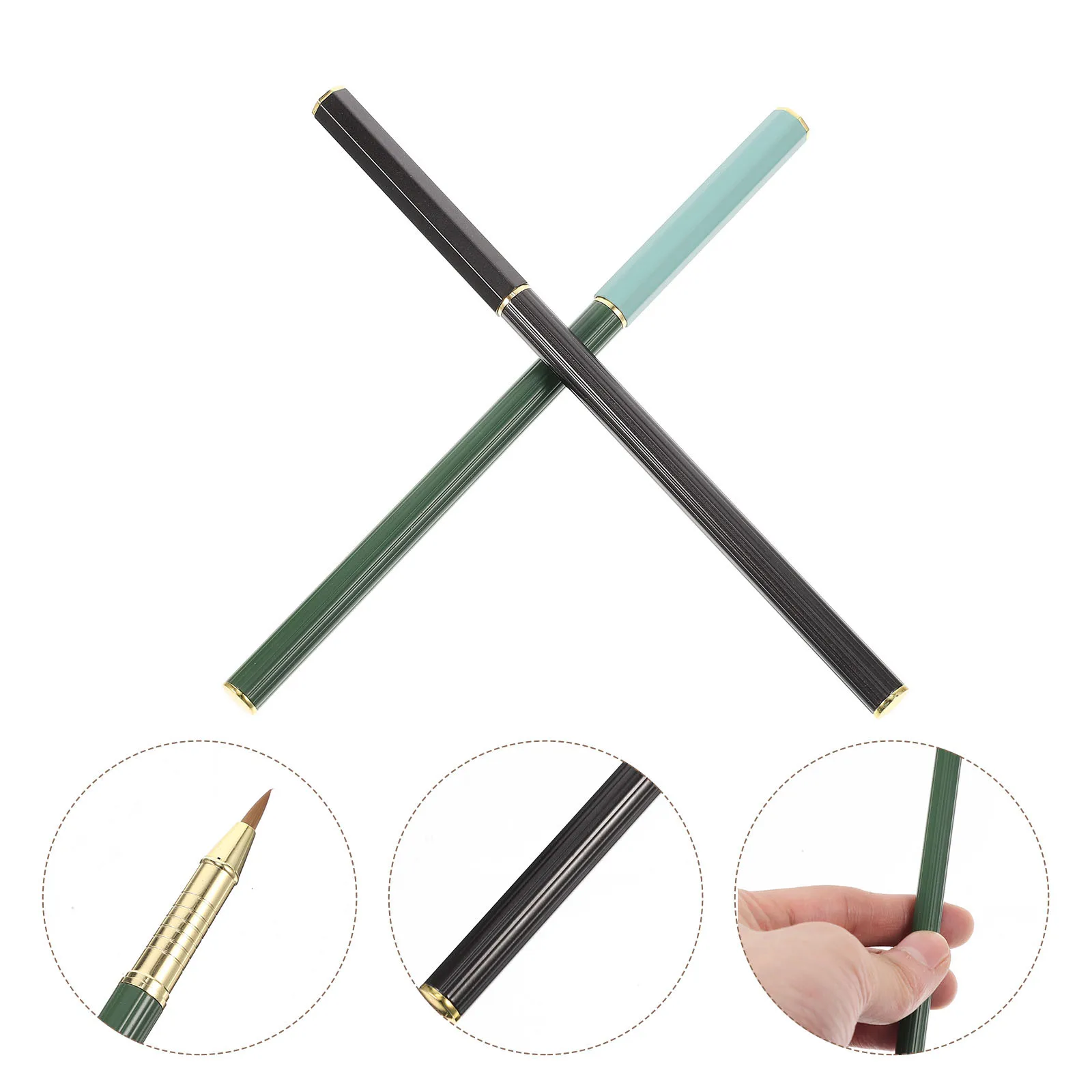 

2Pcs Calligraphy Brush Pen Sturdy Design Good Ink Absorption Perfect for Calligraphy Drawing Watercolor Portable Writing Supply