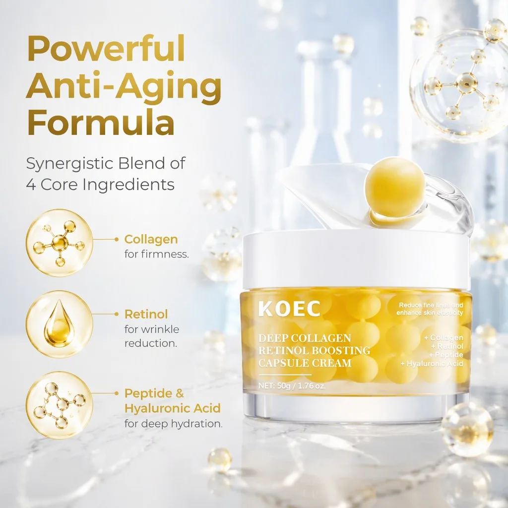 Retinol Capsule Cream Collagen Peptide Hyaluronic Acid Firming Moisturizer 50g Smooth Fine Lines Elasticity