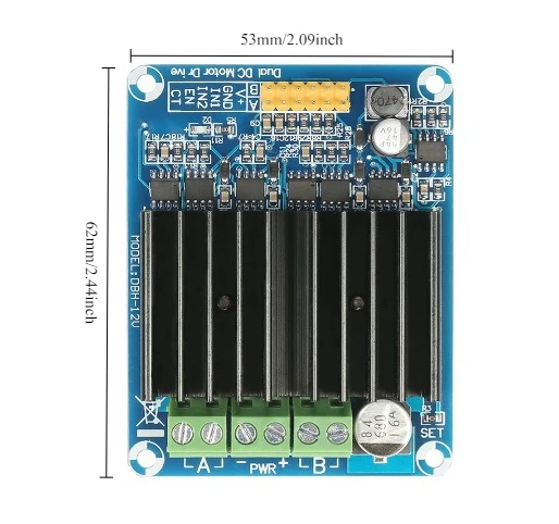 DC 5V-12V 12V 30A Zweikanaliger H-Brücke DC Motor Controller Treiber Reversibler PWM Drehzahlregelungsmotor DBH-12V