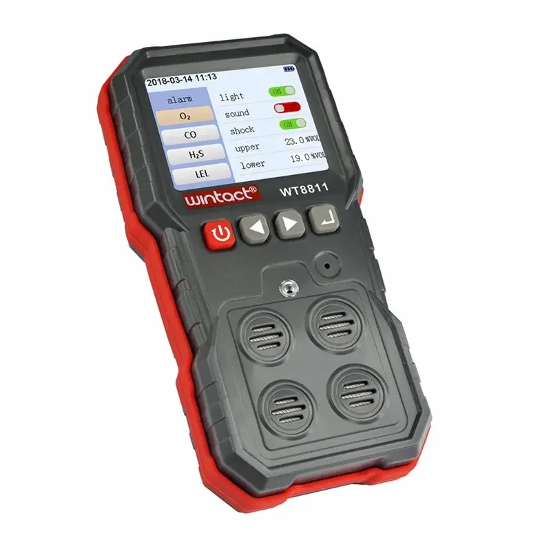 WT8811 Gas Monitor 4in1 LCD Carbon Monoxide Detector Hydrogen Sulfide Oxygen Combustible Gas Leak Sensor Analyzer High