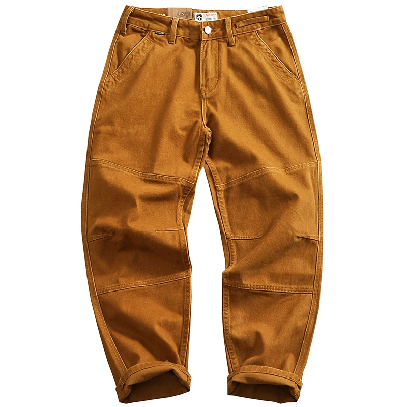 Autumn And Winter New American Heavyweight Retro Men\'s Loose Straight Leg Overalls 100% Cotton Woven Twill Casual Trousers