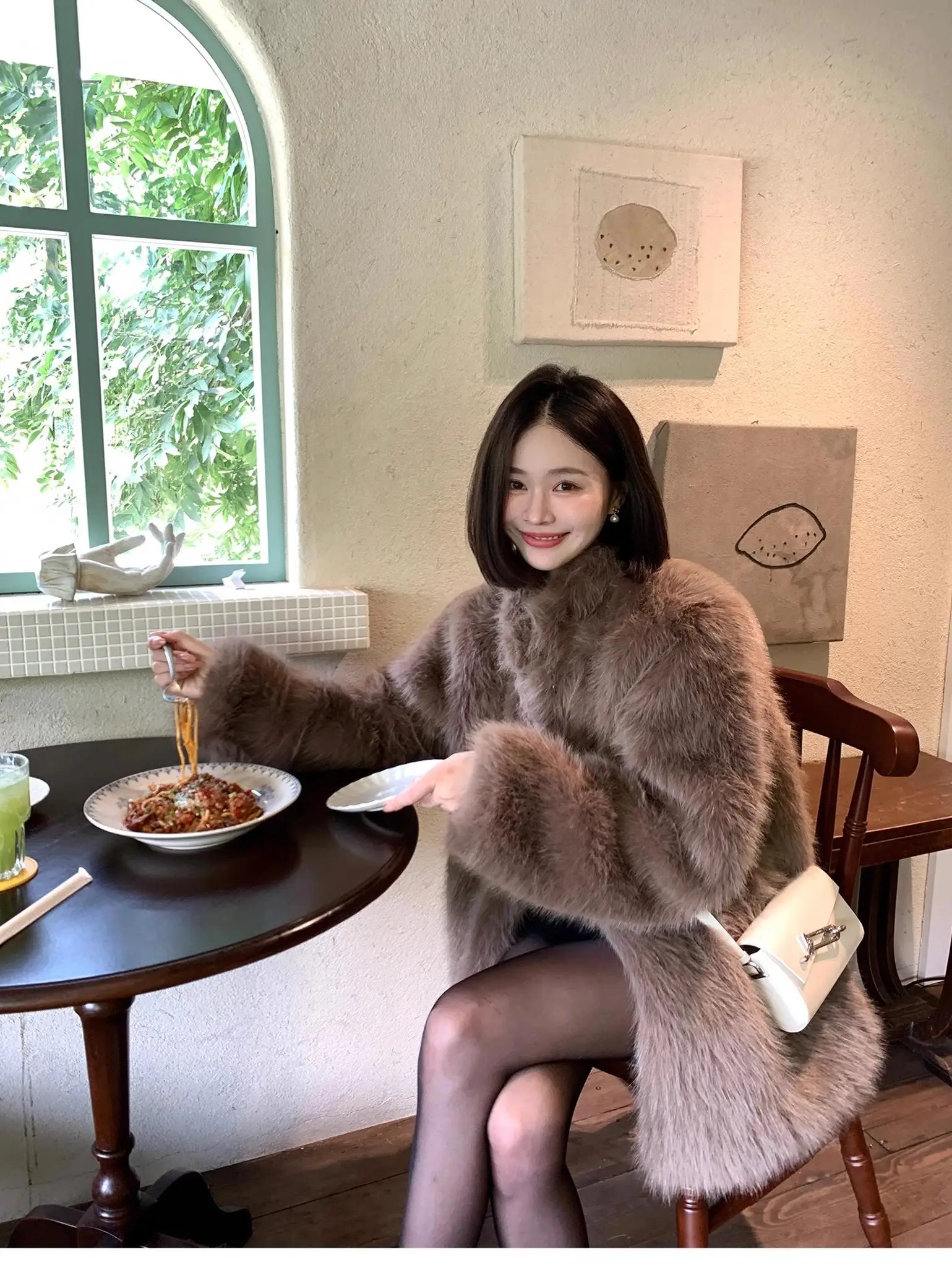 Luxury Women Winter Long Faux Mink Fur Coat Candy Color Long Sleeve Fluffy Faux Sheep Fur Jacket Cardigan Black Trench Tops Wh68