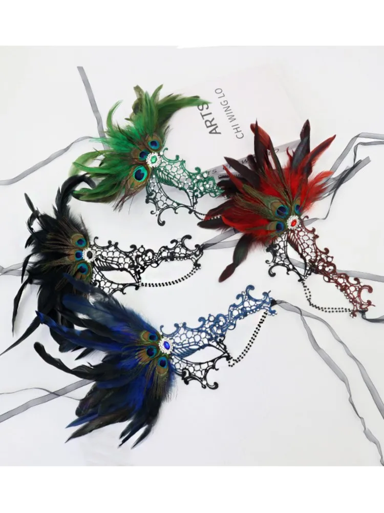 Masque pour les yeux Sexy plume eau diamant gland vénitien mascarade bal Halloween fête déguisement accessoires de déguisement dame masque facial