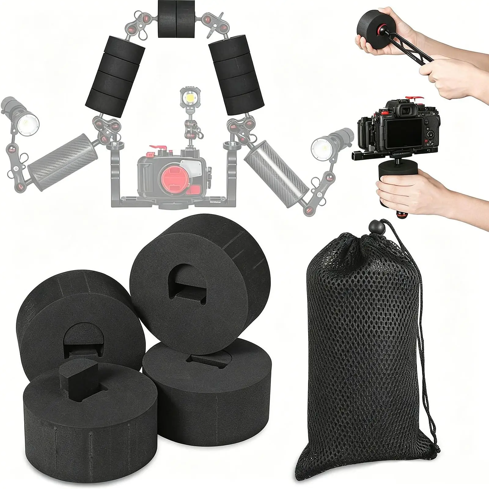 4Pcs Underwater Camera Buoyancy Float Kit Durability Multifunctional Easy to Install Practical Compact Photography Accessories
