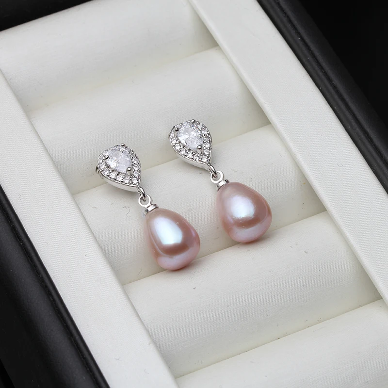 Real exquisite natural freshwater pearl earrings for women,beautiful bridal party girl gift 925 silver pearl earring