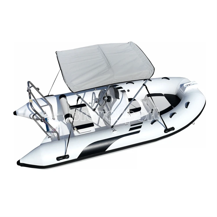 CE China Rib 390 Approvazione Barca da pesca Orca Hypalon da 13 piedi con guscio in fibra di vetro a fondo piatto