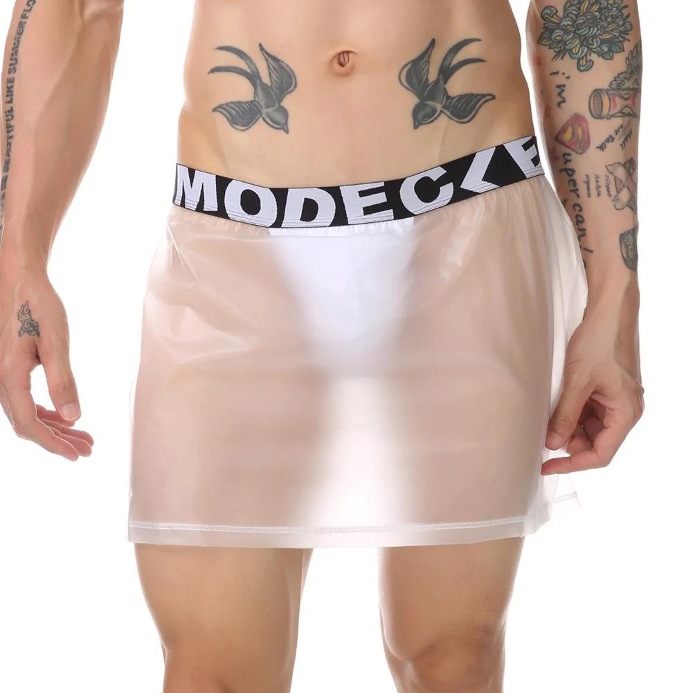 Sexy Lingerie Mens Transparent Underwear Ultra-Thin Boxers Shorts Side Split G String Lounge Underpants Gay Sissy Pouch Trunks