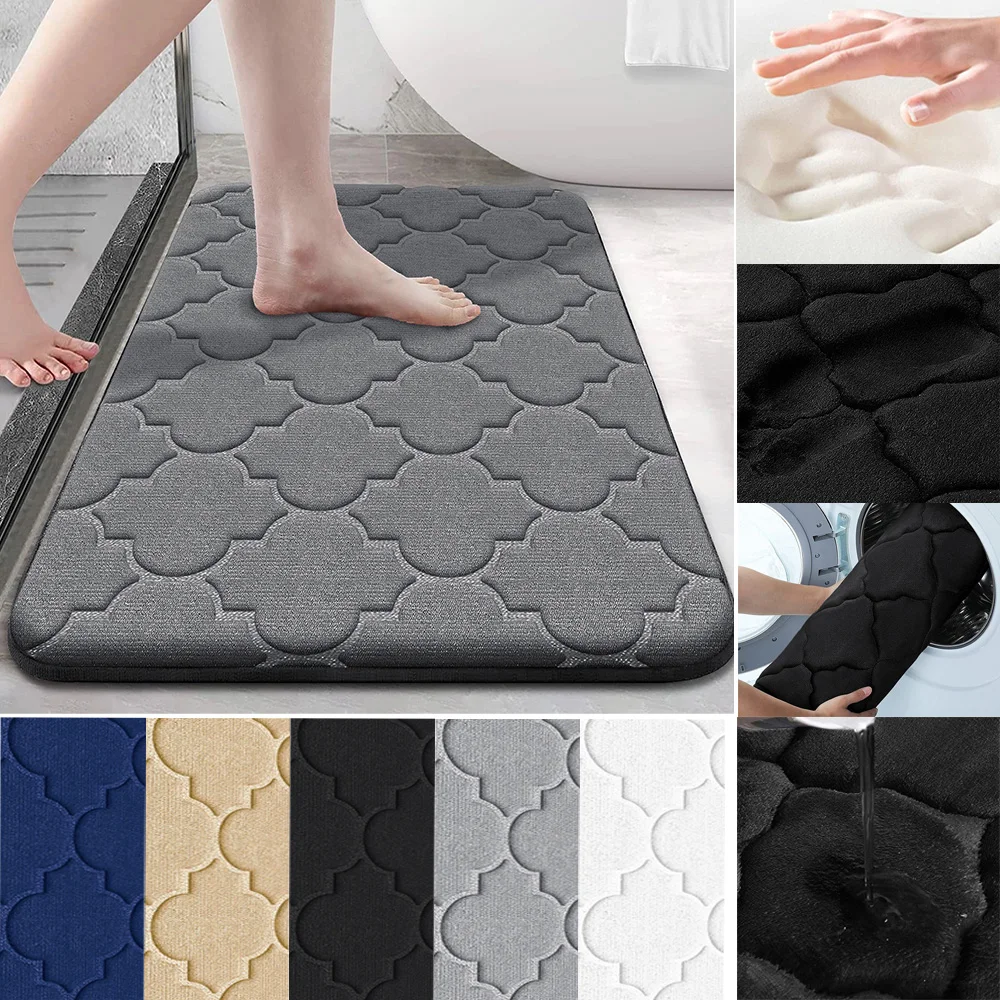 Supera Bsorbent Carpet  Thickened Memory Cotton Bathmat Anti Slip Flannel Velvet Mats for Bathroom Floor Decoração Para Quarto