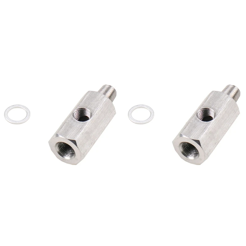 2X Turbocharger Connector 1/8Inch BSPT Oil Pressure Sensor Tee To NPT Adapter Turbo Supply Feed Line Meter