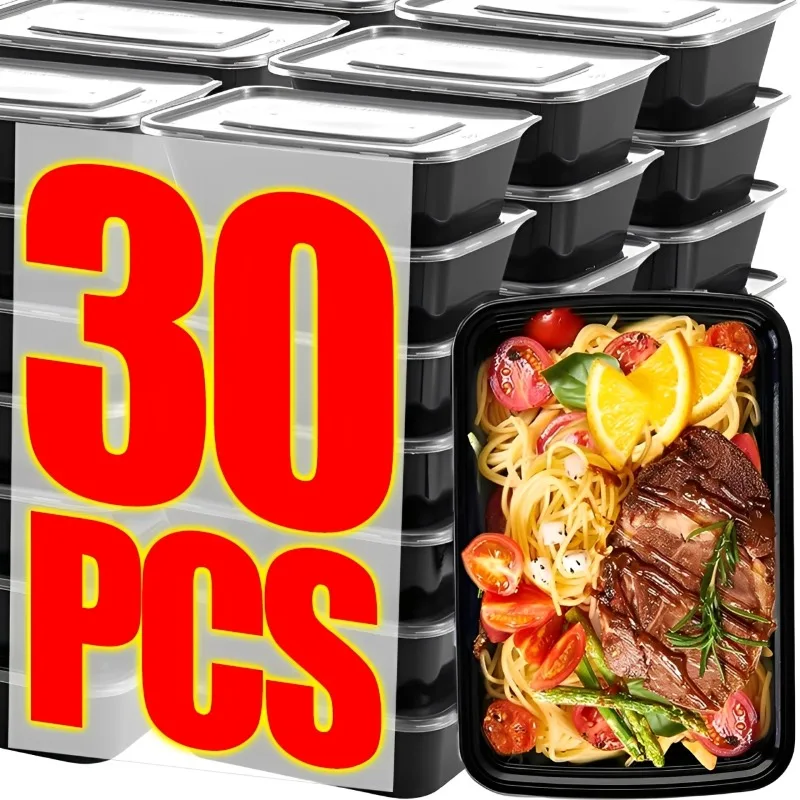 حاويات تخزين الطعام المقاومة للتسرب للاستعمال مرة واحدة، صندوق بينتو أسود لإعداد الوجبات، سلطة الفاكهة، تنظيم ثلاجة المطبخ #1