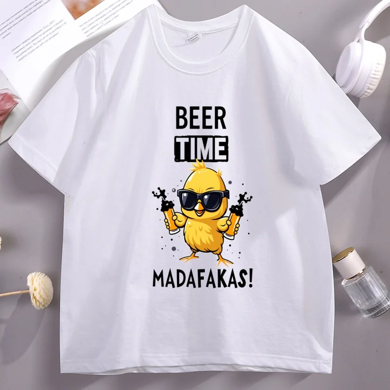 Beer Time Madafakas T-shirt Funny Meme Unisex t Shirt Beer Humor Party Tee Drinking Humor cotton short sleeve tshirt loose tops