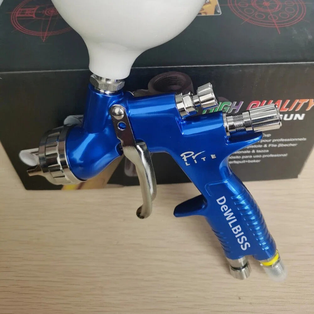 Tpaitlss Spray Gun Painting Gun 1.3mm Nozzle Blue with Mixing Cup Water Based Air Spray Gun Airbrush