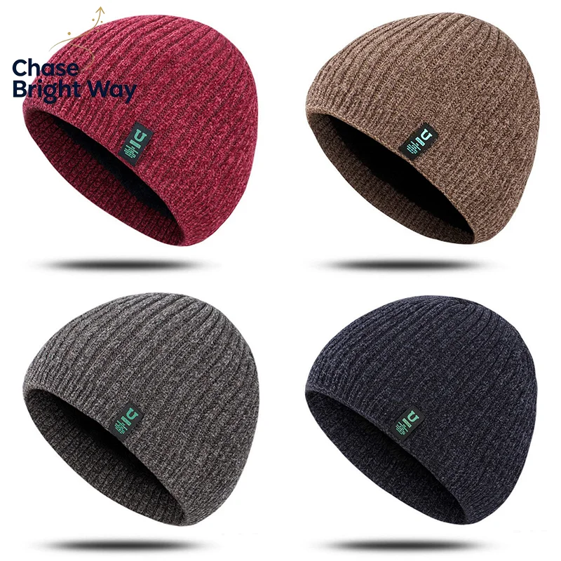 Men's Winter Knit Hats Soft Stretch Cuff Beanies Cap Comfortable Warm SlouchyHat Outdoor Riding Knitted Cap For Women