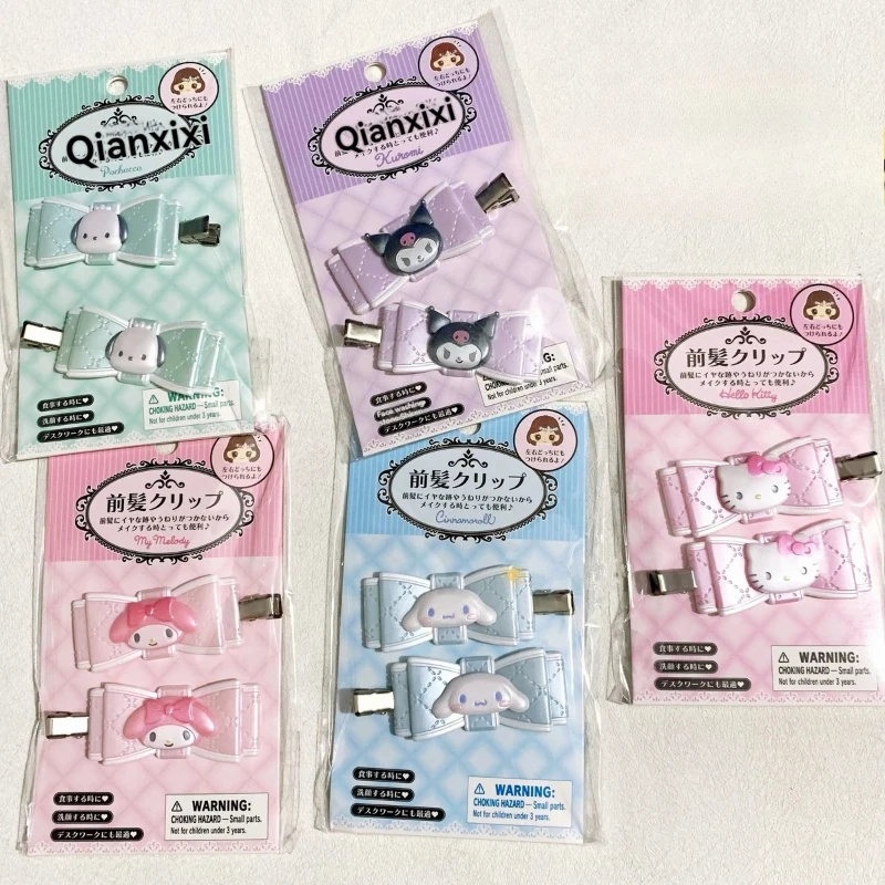 2 قطع سانريوس دبابيس الشعر الكرتون مرحبا كيتي الأسود الجمال دبابيس الشعر لطيف القرفة لفة دبابيس الشعر للأطفال الفتيات هدية