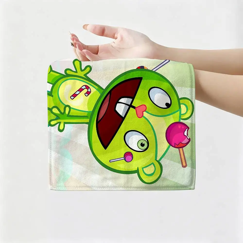 Cute American Cartoon H-Happy Tree F-Friends Household Hanging Towel Polyester Hand Wiping Towel Sturdy for Bathroom Bedroom 4