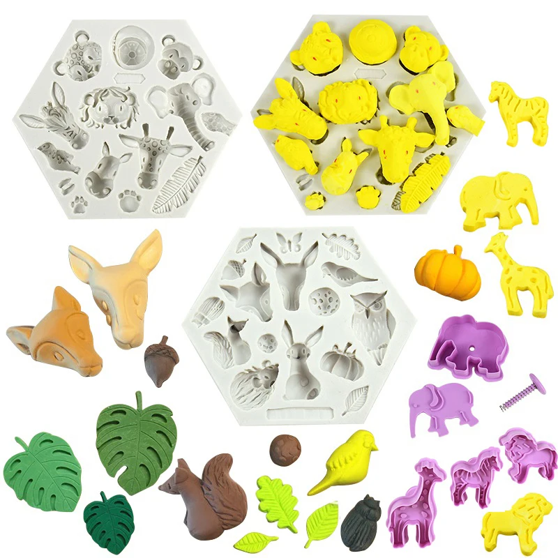 

Safari Jungle Animal Silicone Cake Mould 3D Animal Shape Fondant Cake Mousse Baking Mold for Baby Shower Birhtday Party SUpplies