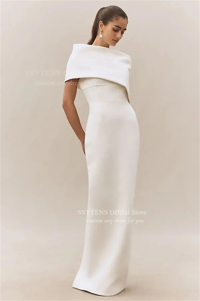 SSYTENS Abiti da sposa semplici a sirena Abito da sposa bianco di alta qualità Abito da sposa sexy senza schienale in raso Abito da sposa personalizzato
