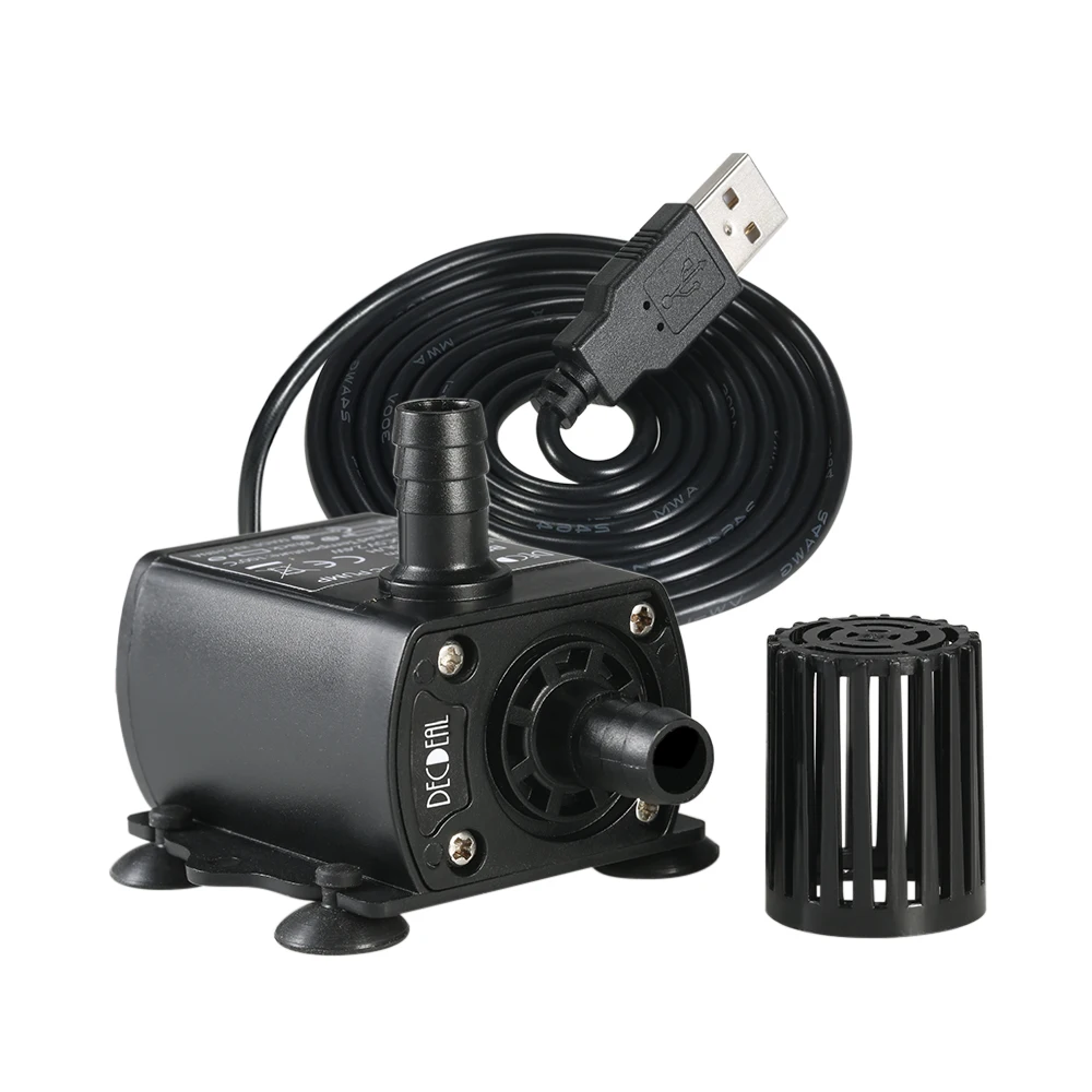 USB DC5V Ultra-quiet Mini Brushless Water Pump Waterproof Submersible Fountain Aquarium Circulating 250L/H Lift 200cm