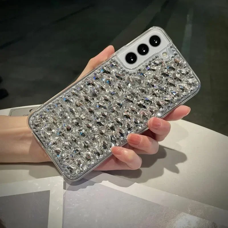 حافظة لهاتف سامسونج S25 S24 S23 S22 S21 S20 نوت 20 Ultra Plus FE غطاء خلفي كريستالي كامل باللون الأبيض Ca