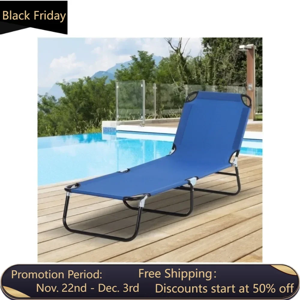 Fold-out recliner / beach chair waterproof powder-coated steel foldable design for easy transport and comfortable headrest