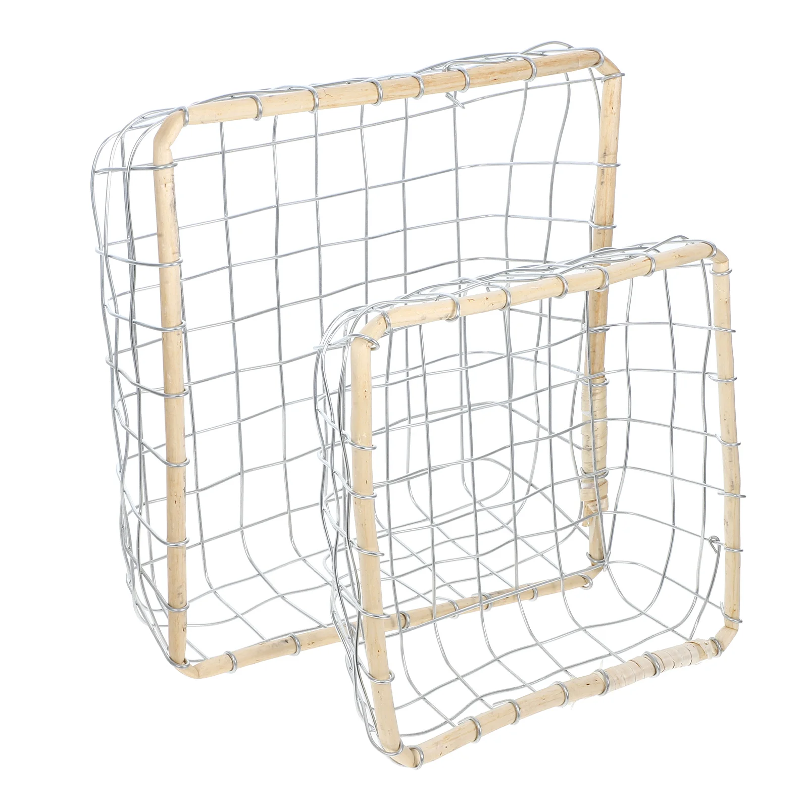 

2Pcs Farmhouse Metal Basket Iron Wire Stackable Storage Organizer Snack Fruit Wire Baskets for Kitchen Table Metal Picnic Box