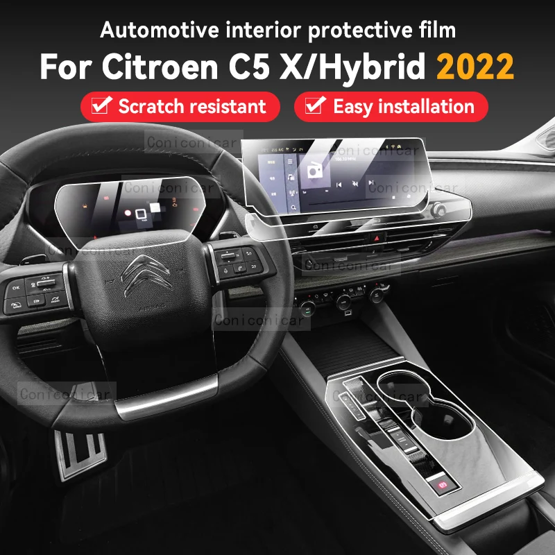 

For Citroen C5 X Hybrid 2022 Car Gearbox Panel Film Dashboard Protective Sticker Interior Screen Anti-Scratch Film Accessories