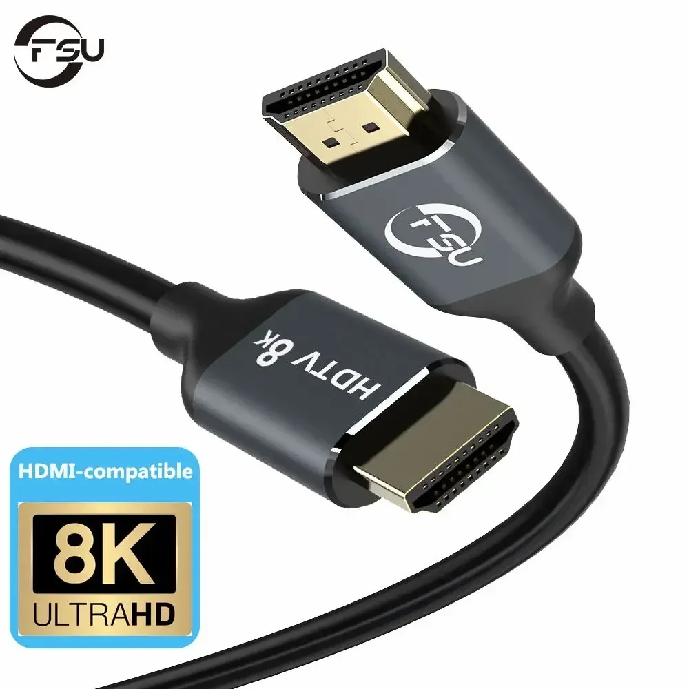 FSU 8k CABLE HDMI compatible,Versão máxima 2.1,48gbps,arandelas de protección de aleación de aluminio,compatible 4k@120hz 4k@60Hz,para proyector de