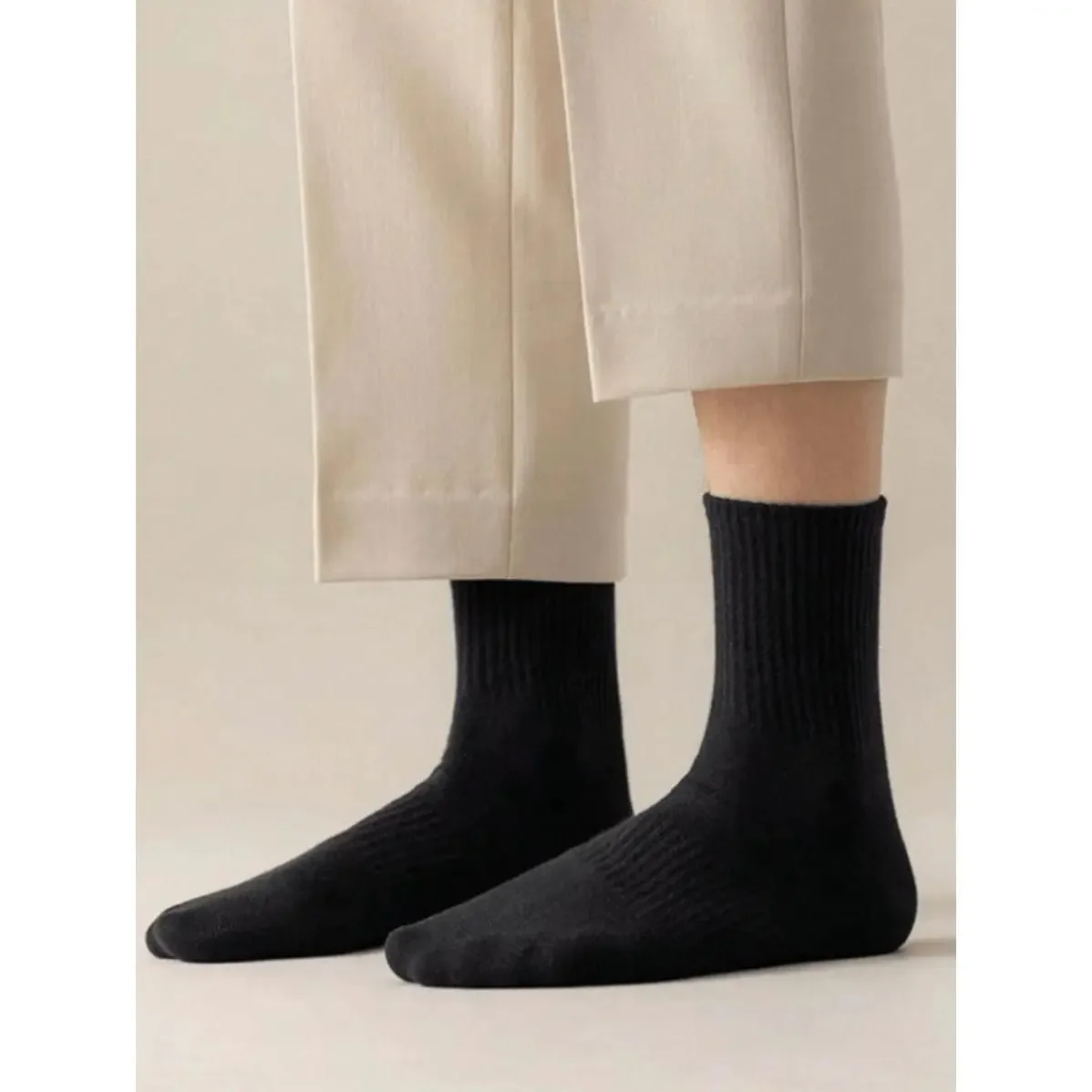 Men's Mid-Calf Casual Daily Socks, 5/10/15/20Pairs, Elastane Blend Fabric with RibKnit, Plain, Striped Designs, Fall Winter Home