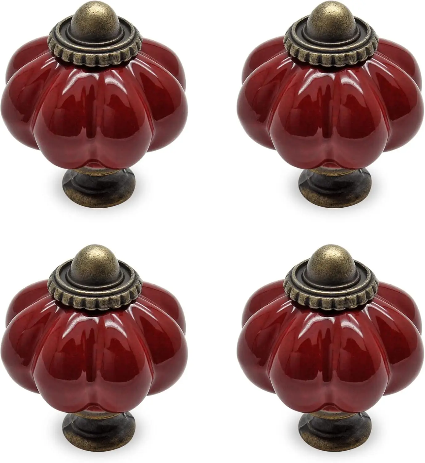 

4 шт. ржаво-красные ручки в виде тыквы, винтажные керамические ручки для ящиков шкафа, ручки комода с монтажными винтами для дверей