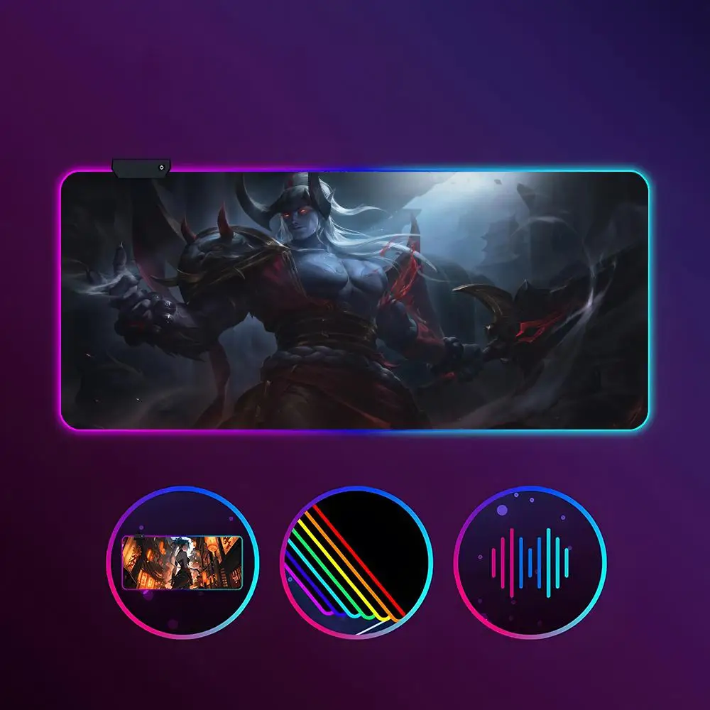 Game League of Legends Aatrox Mouse Pad RGB luminous 900X400mm large table mat non-slip extra large game office mouse pad