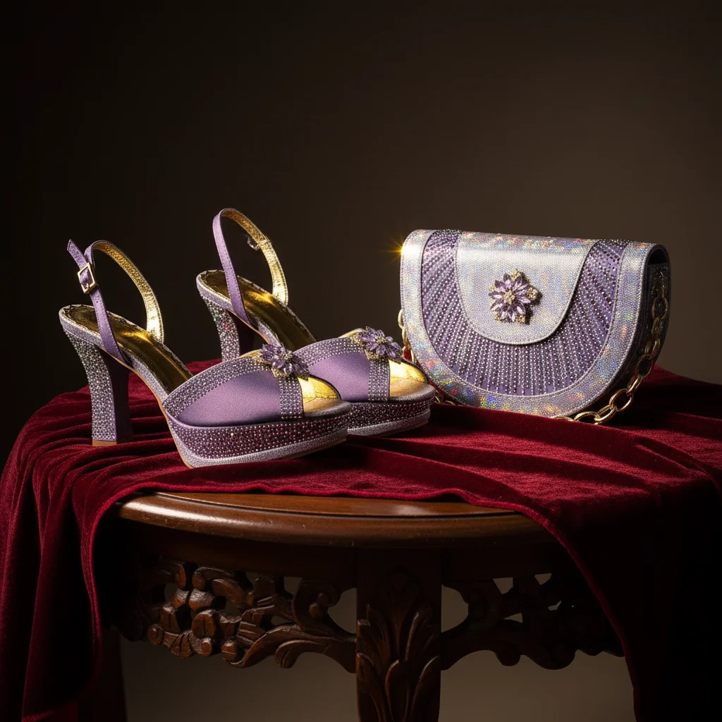 Fashion Design Rhinestone Embellished Three-Dimensional Bag And Good Material Peep Toe Pumps Elegant Clutch Bag Women Shoes