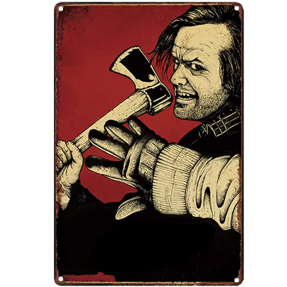 Retro Design Man with Axe Tin Metal Signs Wall Art | Thick Tinplate Print Poster Wall Decoration for Garage