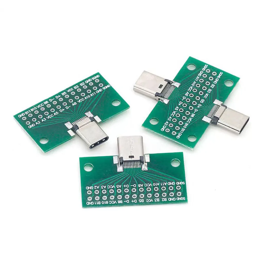 1pcs Type-C Male to Female USB 3.1 Test PCB Board Adapter Type C 24Pin 2.54mm Connector Socket For Data Line Wire Cable Transfer