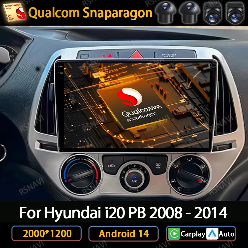 

Автомобильный радиоприемник Android 14 для Hyundai i20 2008-2014, навигация GPS 4G WIFI Carplay, авто мультимедийный стерео видеоплеер, 2 Din DVD BT