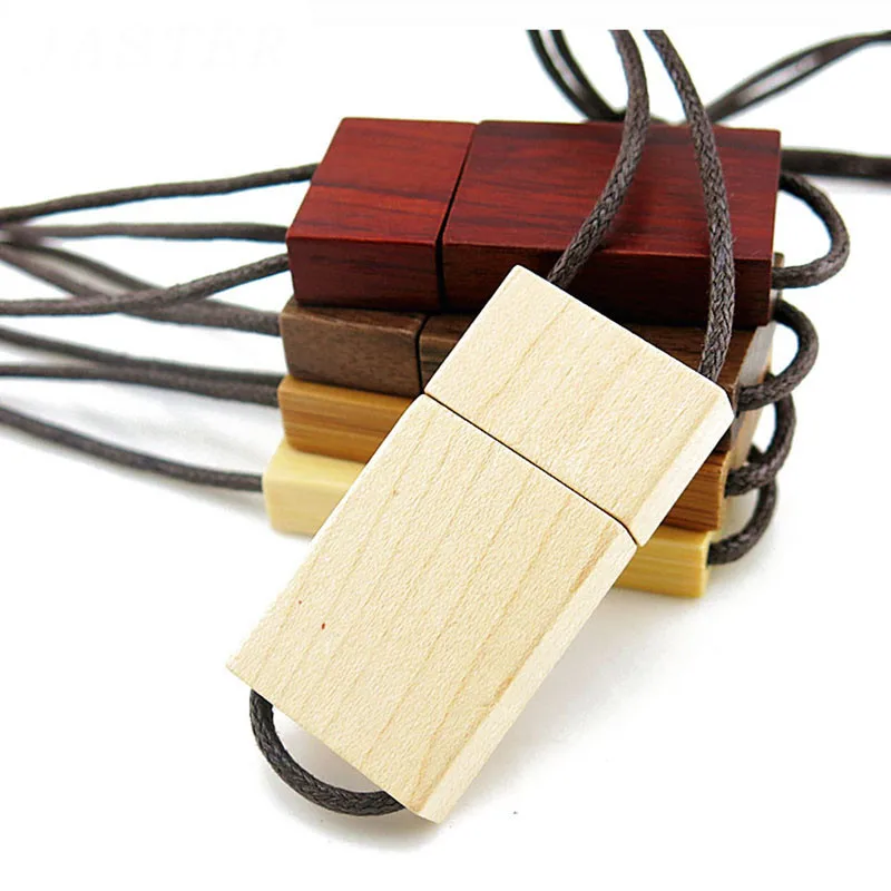JASTER Lanyard USB Flash Drive 64GB Wooden Pen Drive 32GB with Rope Memory Stick 16GB Pendrive Creative Wedding Photography Gift