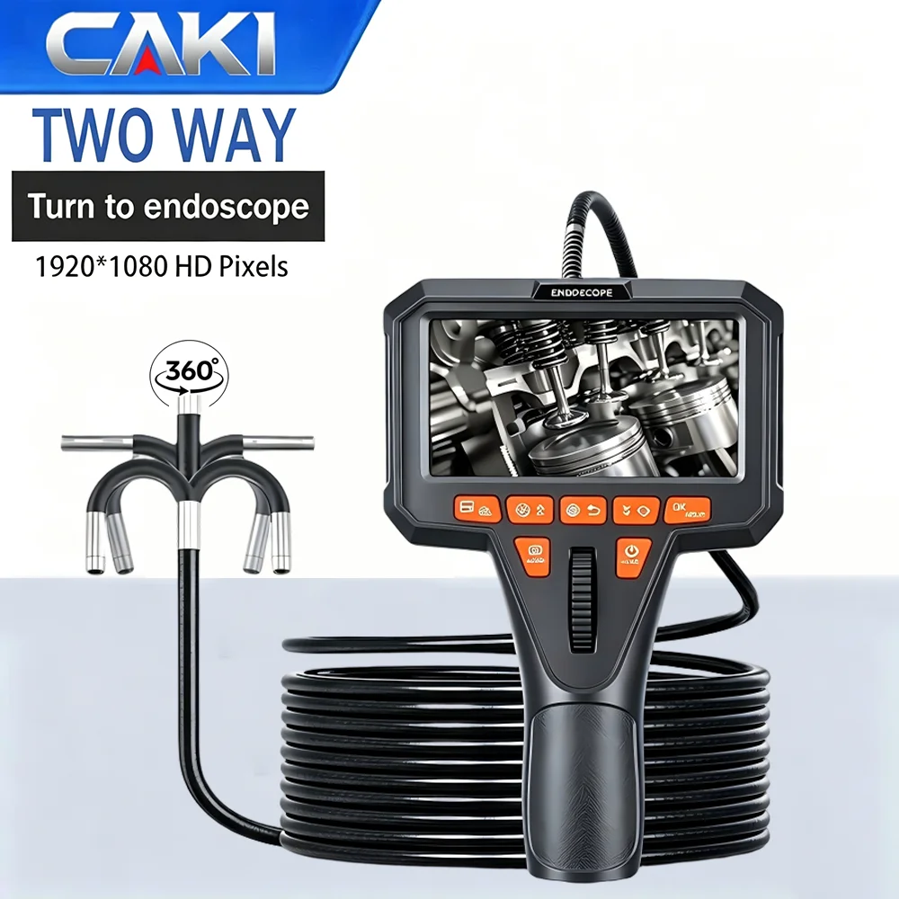 360 Articulating Borescope 1080P 6mm 4.5inch LCD Monitor Industrial Inspection Camera Diesel Engine Inspection Pipeline Aviation