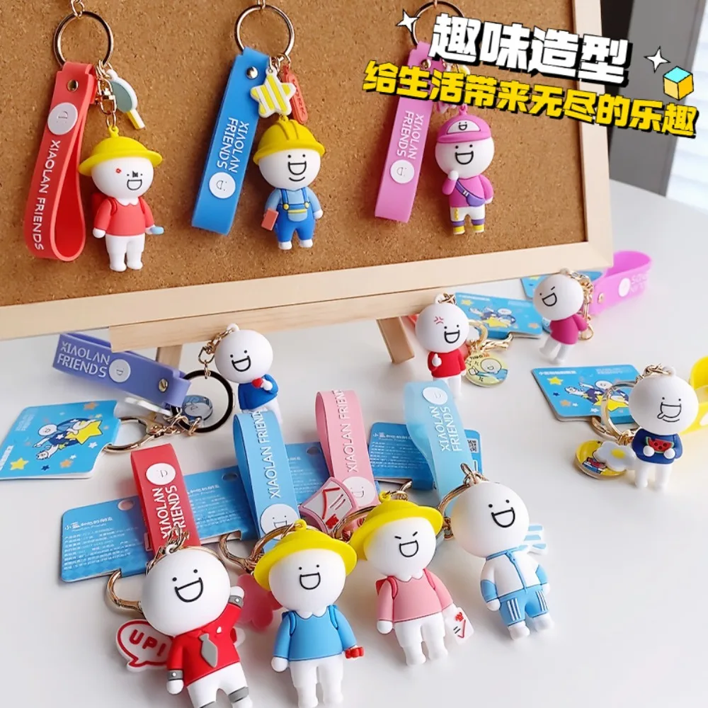 New Xiaolan and His Friend Lovely Pendant Keychain Cartoon Doll Exquisite Couple Schoolbag Keyrings Accessories Boys Girls Gifts